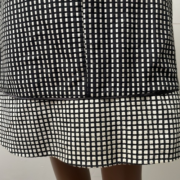 Reiss Checked Grid Pattern A Line Fit Flare Dress Black White sleeveless 4 - Picture 11 of 12